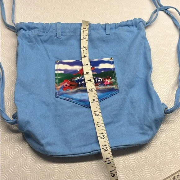 Disney Parks Splash Mountain Drawstring Canvas Backpack Blue RARE - Picture 7 of 9